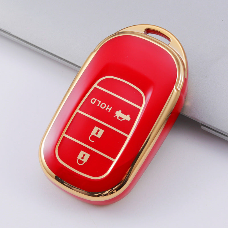 Carsine Honda Acura Car Key Case Golden Edge Red / 3 buttons