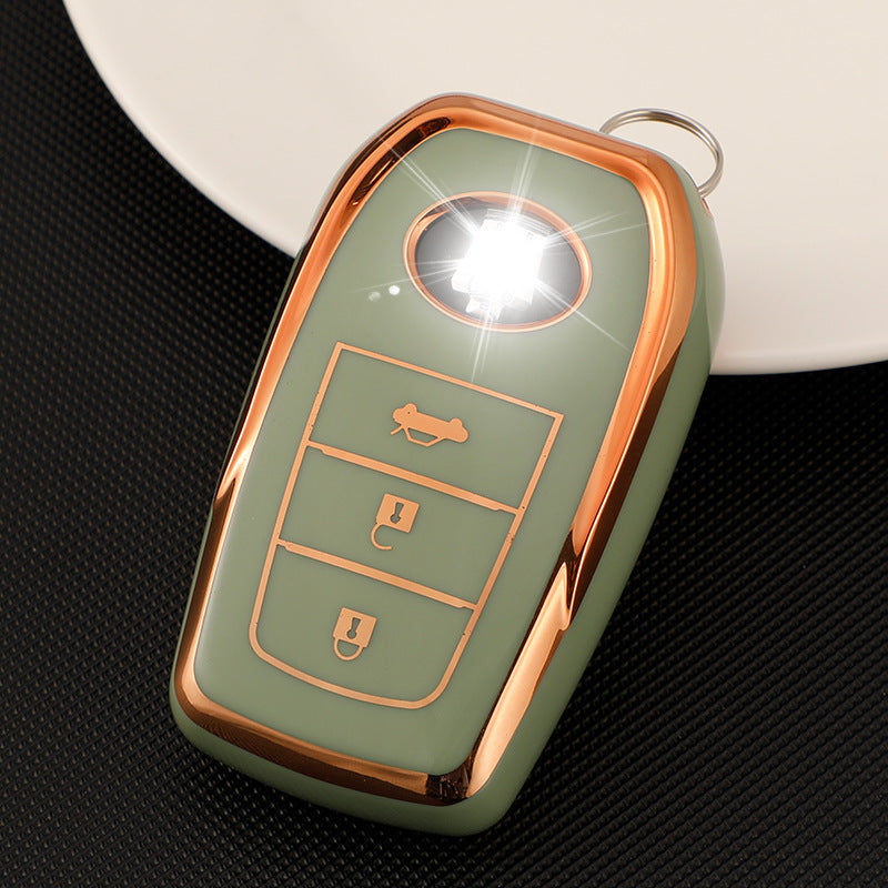 Carsine Toyota Car Key Case Golden Edge 3 Buttons / Green / Key case