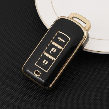 Carsine Mitsubishi Car Key Case Golden Edge Black / Key case
