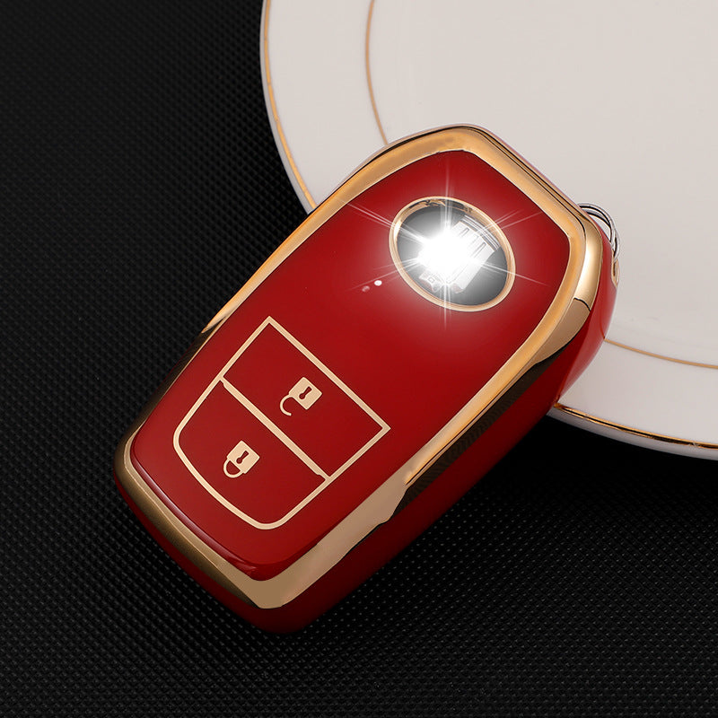 Carsine Toyota Car Key Case Golden Edge 2 Buttons / Red / Key case
