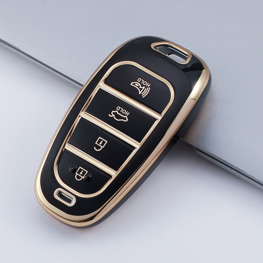 Carsine Hyundai Car Key Case Golden Edge Black / Key case