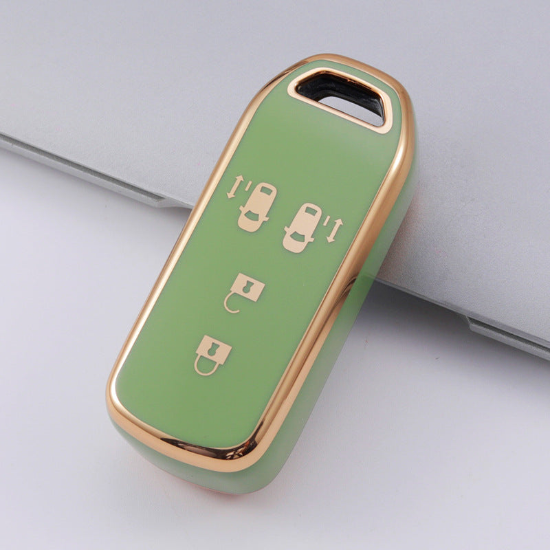 Carsine Honda Car Key Case Golden Edge Green / 4 buttons