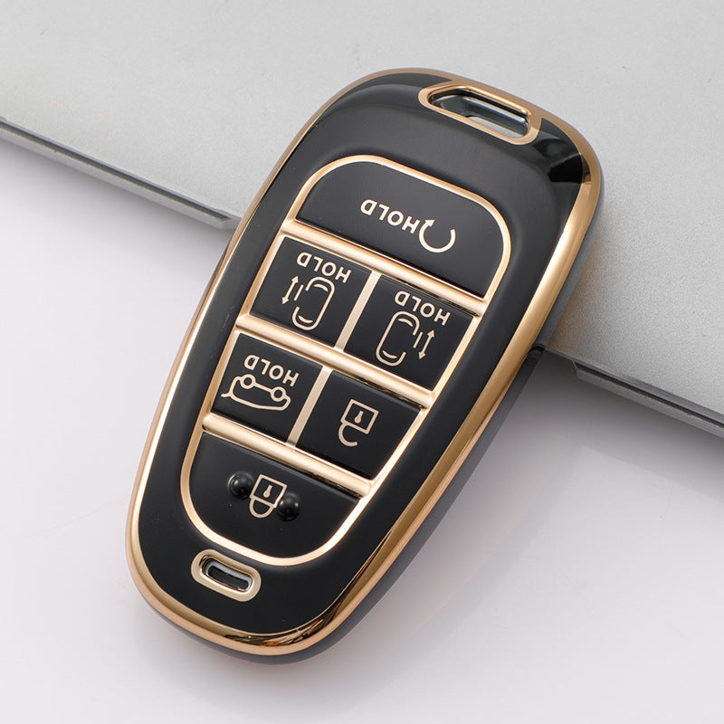 Carsine Hyundai Car Key Case Golden Edge Black / Key case