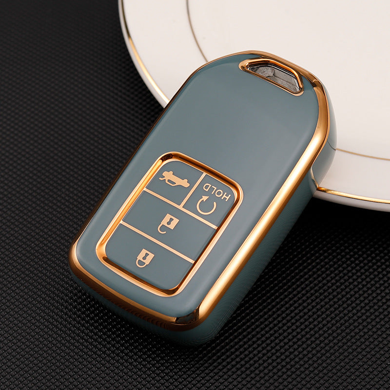 Carsine Honda Acura Car Key Case Golden Edge Grey / 4 buttons