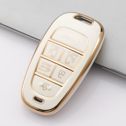 Carsine Hyundai Car Key Case Golden Edge White / Key case