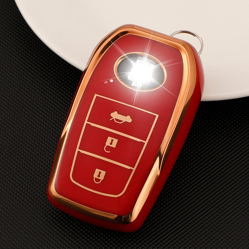 Carsine Toyota Car Key Case Golden Edge 3 Buttons / Red / Key case