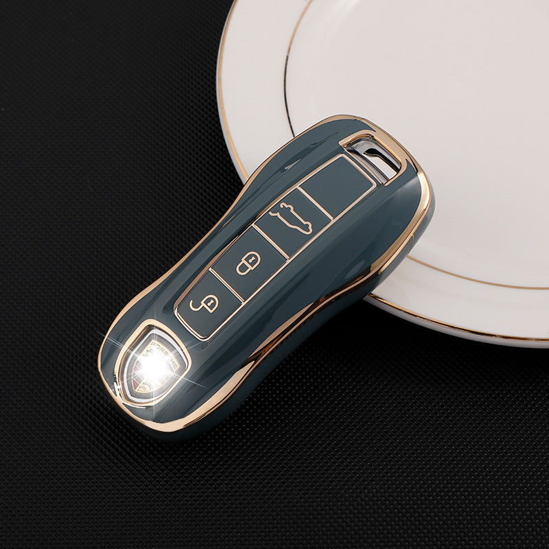 Carsine Porsche Car Key Case Golden Edge Grey / Key case