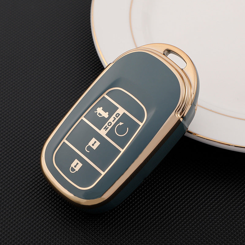 Carsine Honda Acura Car Key Case Golden Edge Grey / 4 buttons