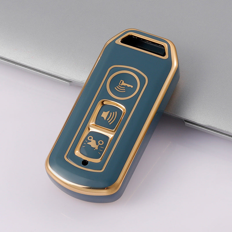 Carsine Honda Motorcycle Key Case Golden Edge Grey / 3 buttons