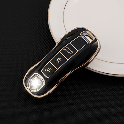 Carsine Porsche Car Key Case Golden Edge Black / Key case