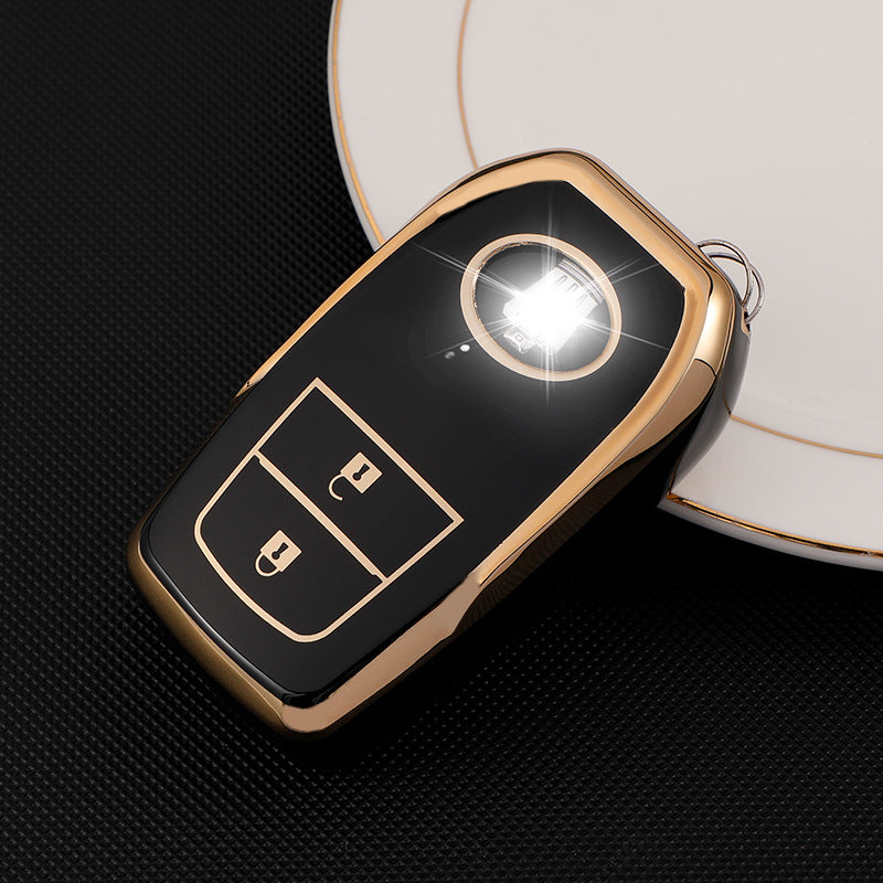 Carsine Toyota Car Key Case Golden Edge 2 Buttons / Black / Key case
