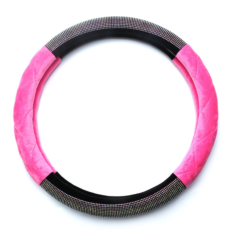 Carsine Rhinestone Plush Steering Wheel Cover