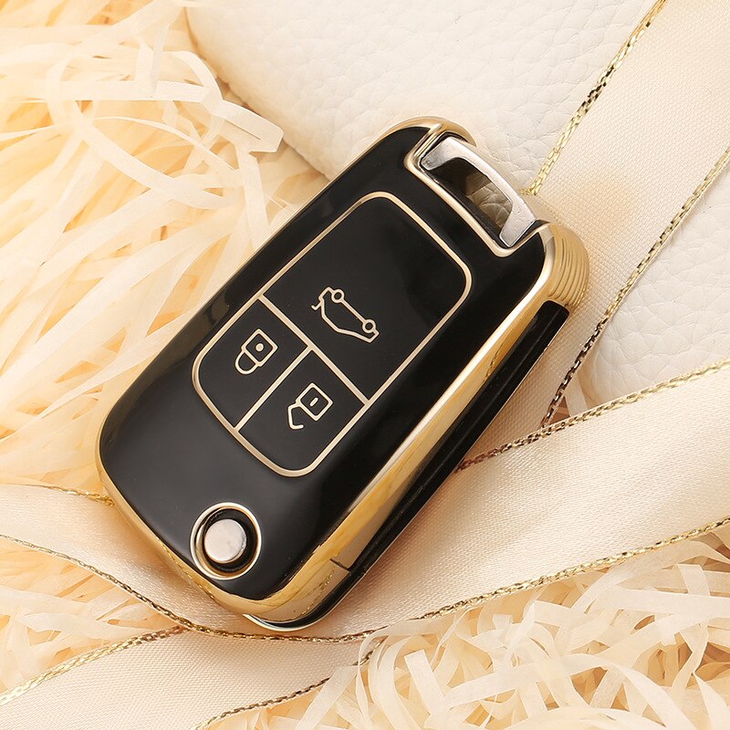 Carsine Chevrolet Buick Car Key Case Golden Edge Black / Key case