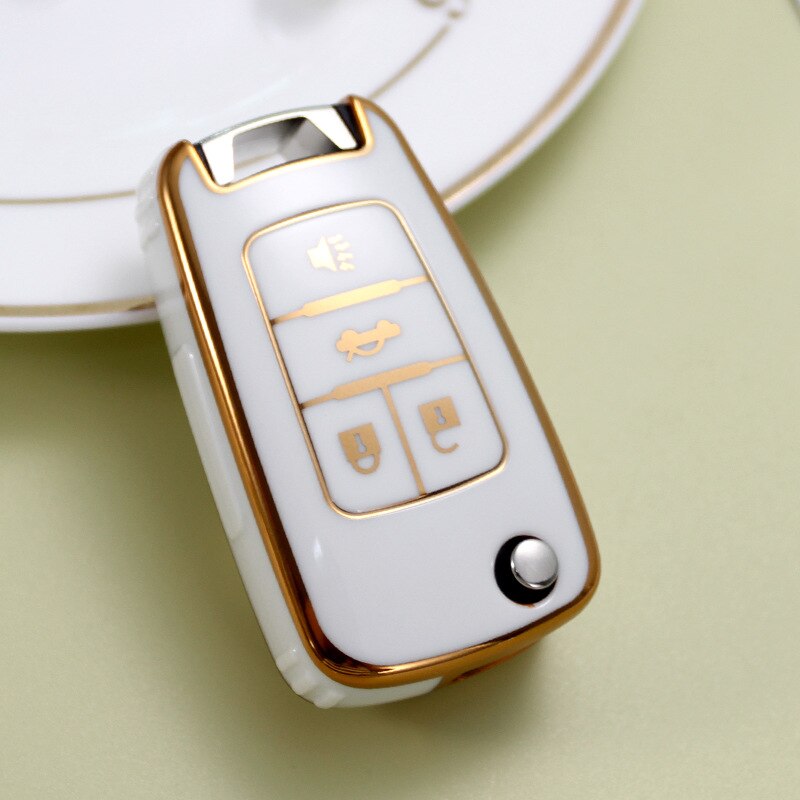 Carsine Chevrolet Buick Car Key Case Golden Edge White / Key case