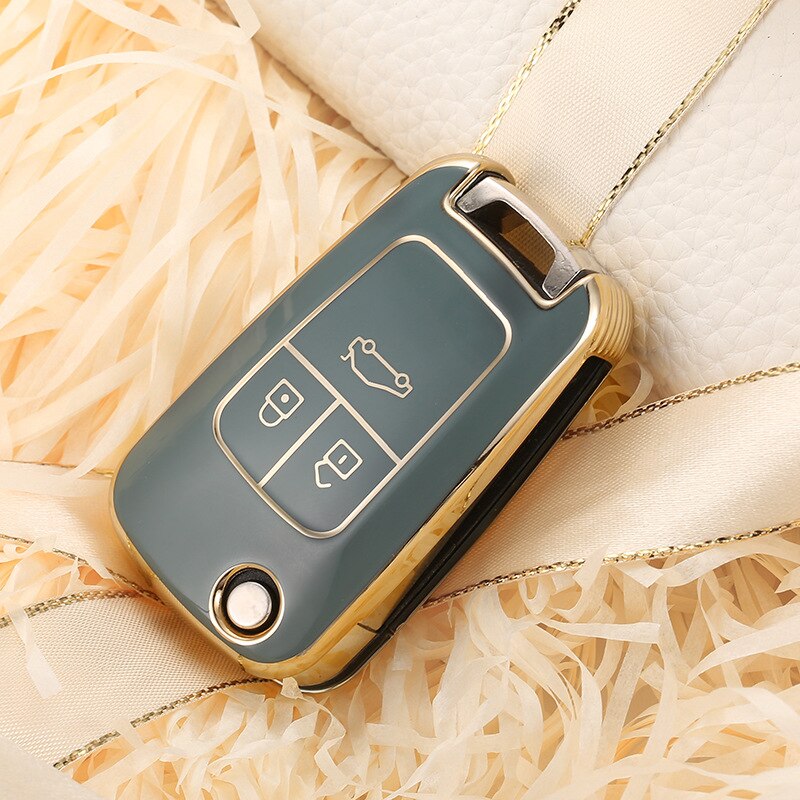 Carsine Chevrolet Buick Car Key Case Golden Edge Grey / Key case