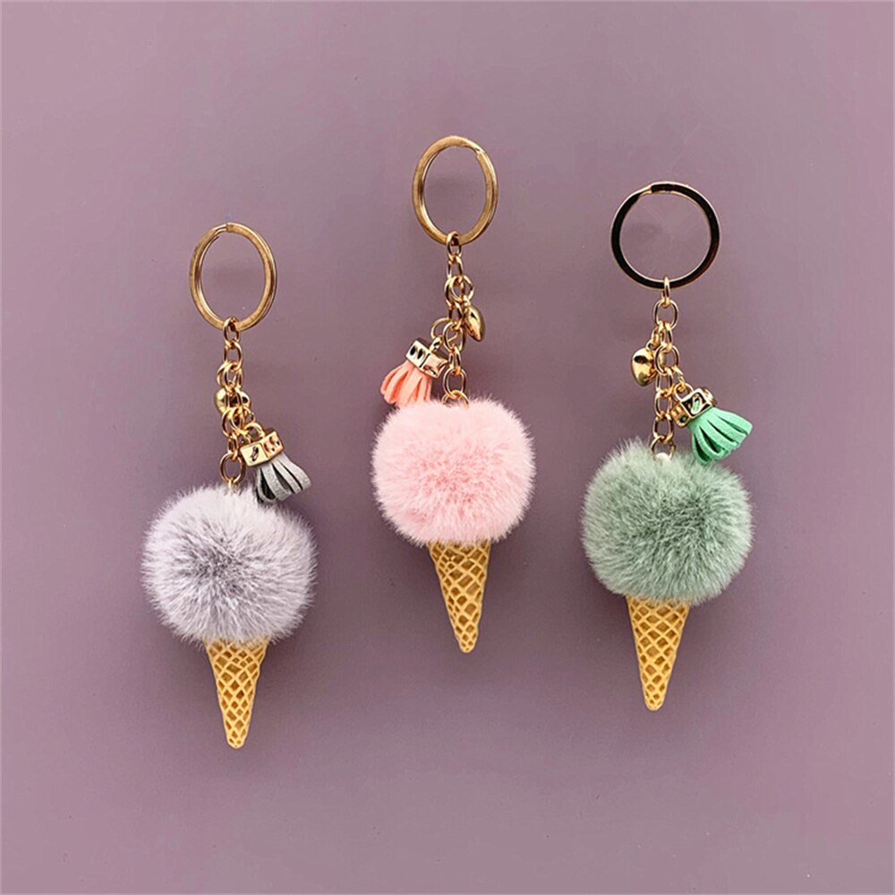 Carsine Ice Cream Plush Ball Keychain