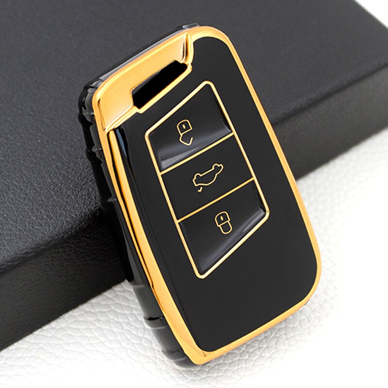 Carsine Volkswagen Car Key Case Golden Edge Black / Key case