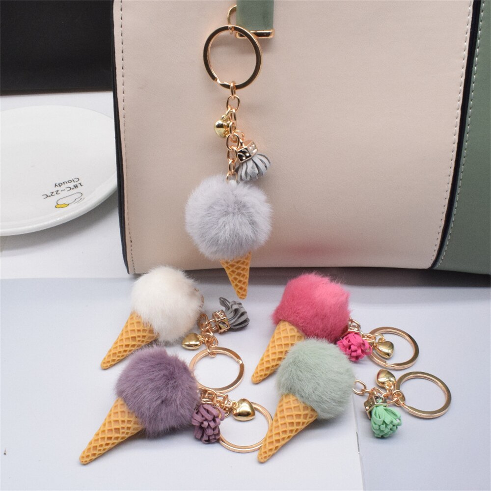 Carsine Ice Cream Plush Ball Keychain