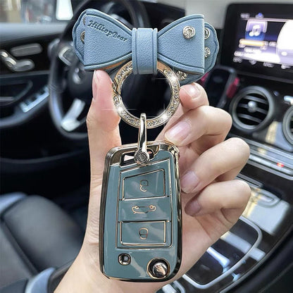 Carsine Volkswagen Car Key Case Golden Edge Grey / Key case + B chain