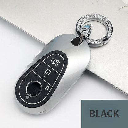 Carsine Mercedes Benz Car Key Cover Silver Edge C / Black / Key case + O chain