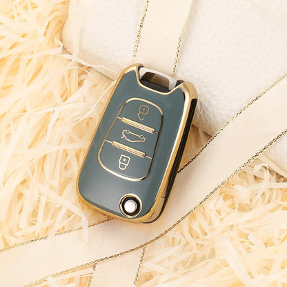 Carsine Kia Car Key Cover Silver Edge Gold / Grey / Key case