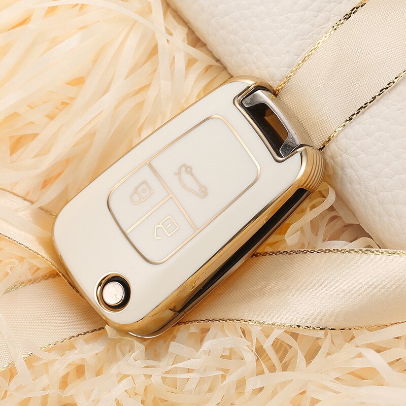 Carsine Chevrolet Buick Car Key Case Golden Edge White / Key case