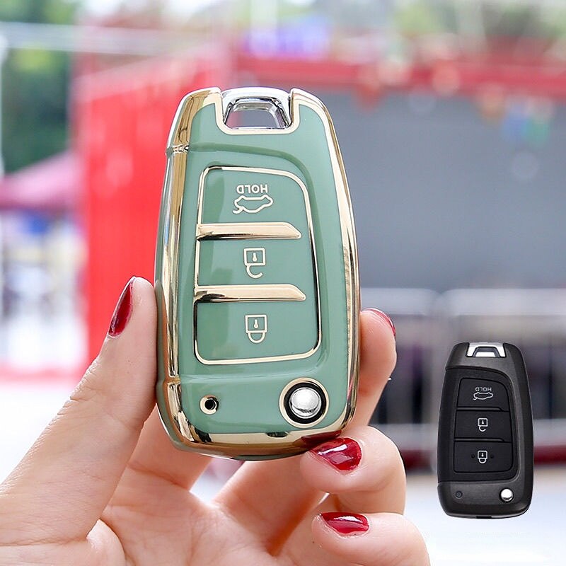 Carsine Hyundai Car Key Case Golden Edge Green / Key case