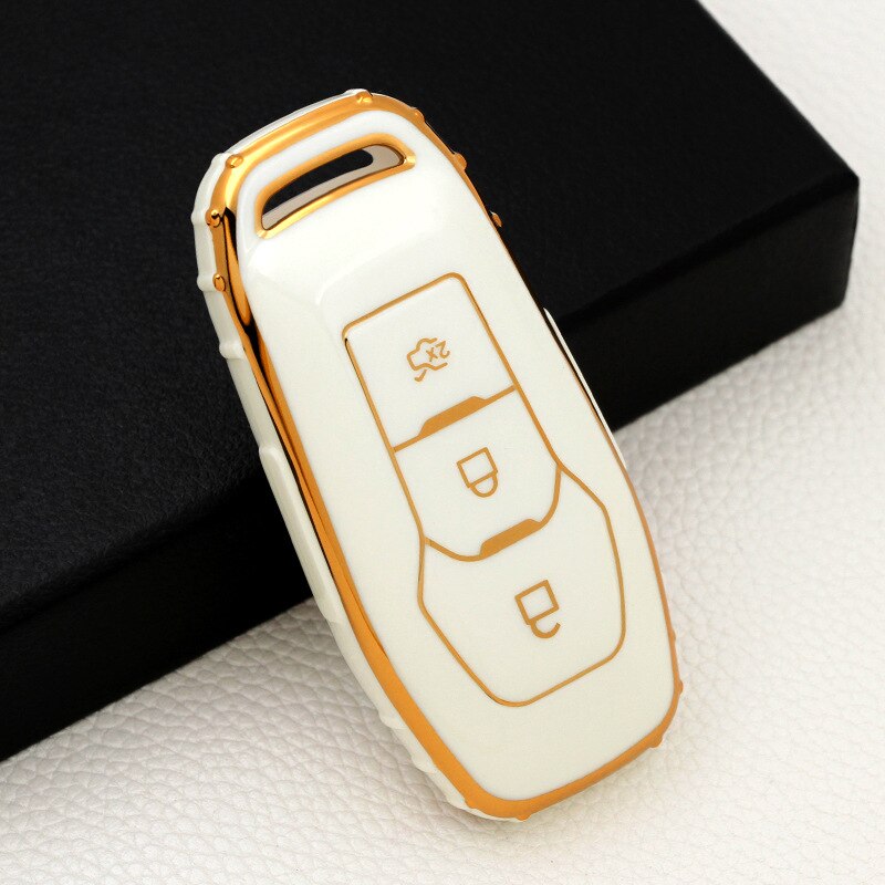 Carsine Ford Car Key Case Golden Edge White / Key case