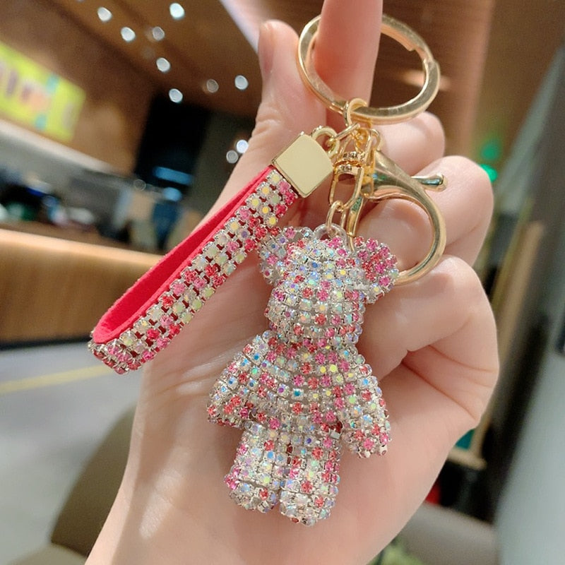 Carsine Rhinestone Bear Keychain Bag Pendant style 8