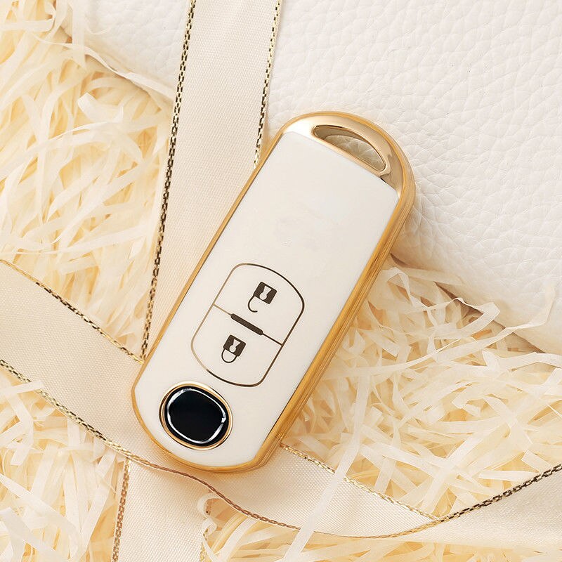 Carsine Mazda Car Key Case Golden Edge A / White / Key case