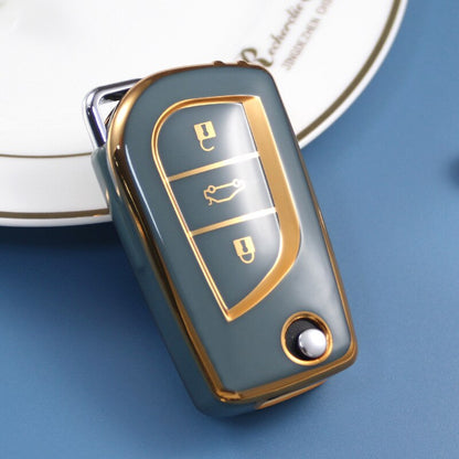 Carsine Toyota Car Key Case Golden Edge 3 Buttons / Grey / Key case
