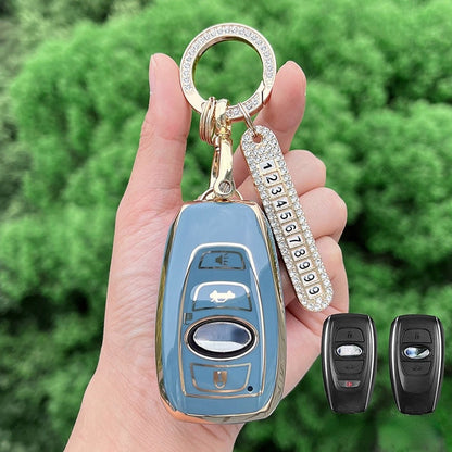 Carsine Subaru Car Key Case Golden Edge Grey / Key case + O chain