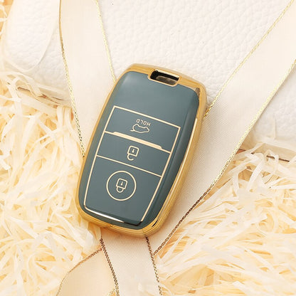 Carsine Kia Car Key Case Golden Edge Gold / Grey / Key case