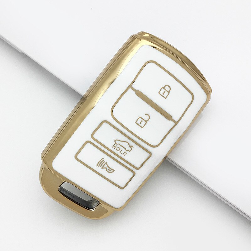 Carsine Kia Car Key Case Golden Edge White