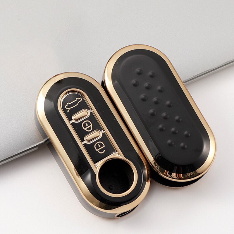 Carsine Fiat Car Key Case Golden Edge Black / Key case