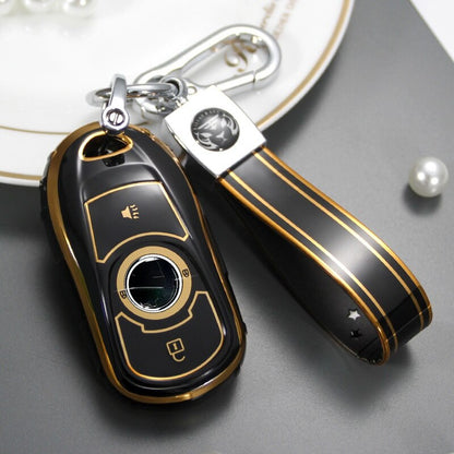 Carsine Buick Car Key Case Golden Edge Black / Key case + strap