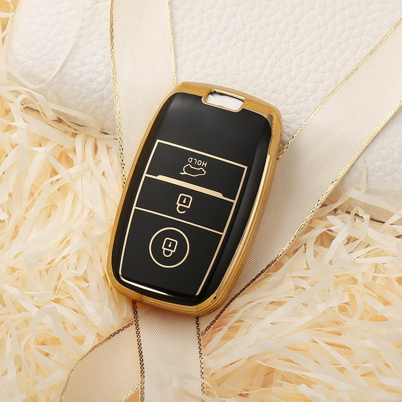 Carsine Kia Car Key Case Golden Edge Gold / Black / Key case