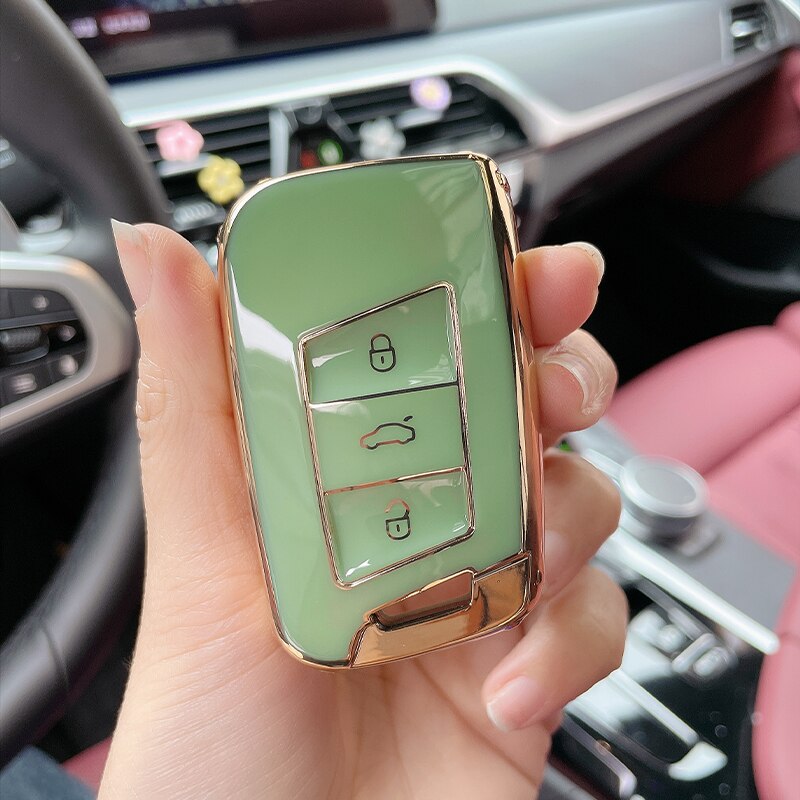 Carsine Volkswagen Car Key Case Golden Edge A / Green / Key case