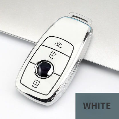Carsine Mercedes Benz Car Key Cover Silver Edge A / White / Key case