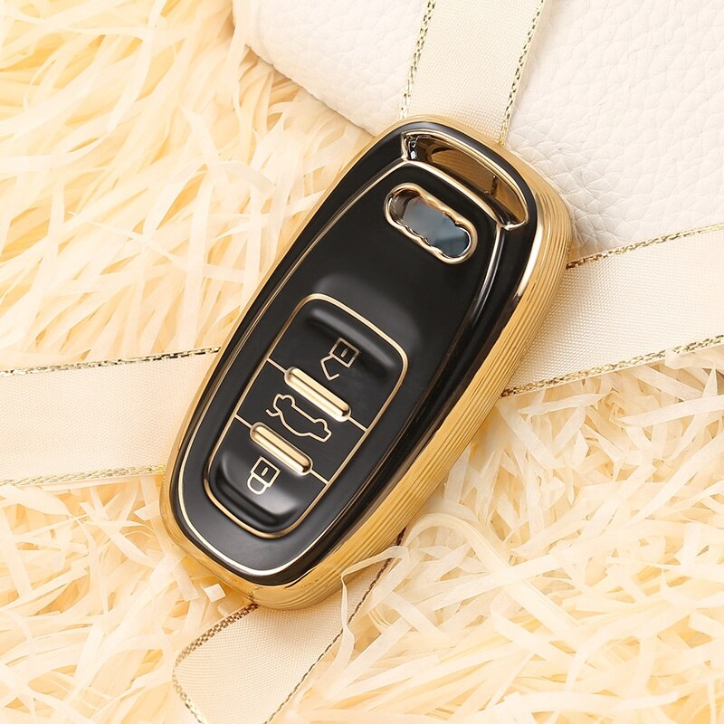 Carsine Audi Car Key Case Golden Edge Black / Key case