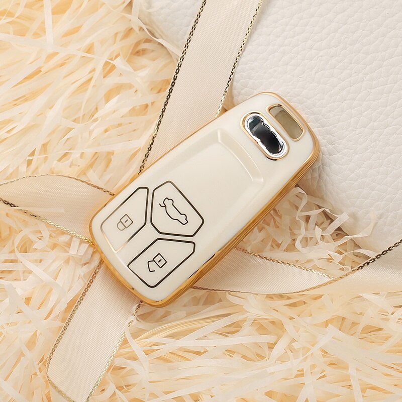 Carsine Audi Car Key Case Golden Edge White / Key case