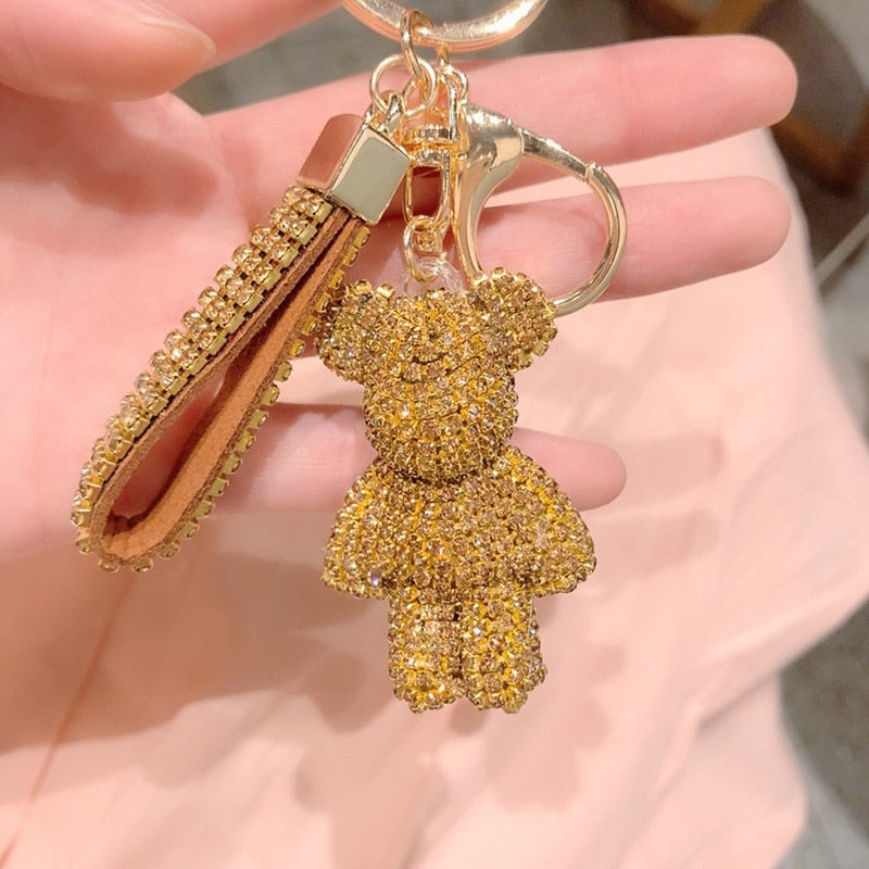 Carsine Rhinestone Bear Keychain Bag Pendant style 10