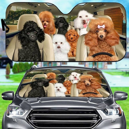 Carsine Pitbull Dog Family Car Sunshade India Red