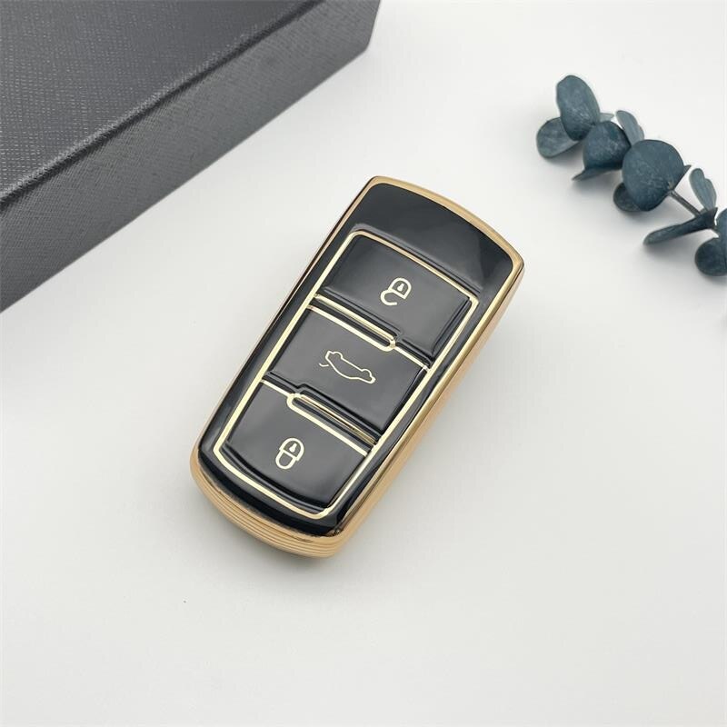 Carsine Volkswagen Car Key Case Golden Edge Black / Key case