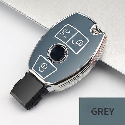 Carsine Mercedes Benz Car Key Cover Silver Edge B / Grey / Key case