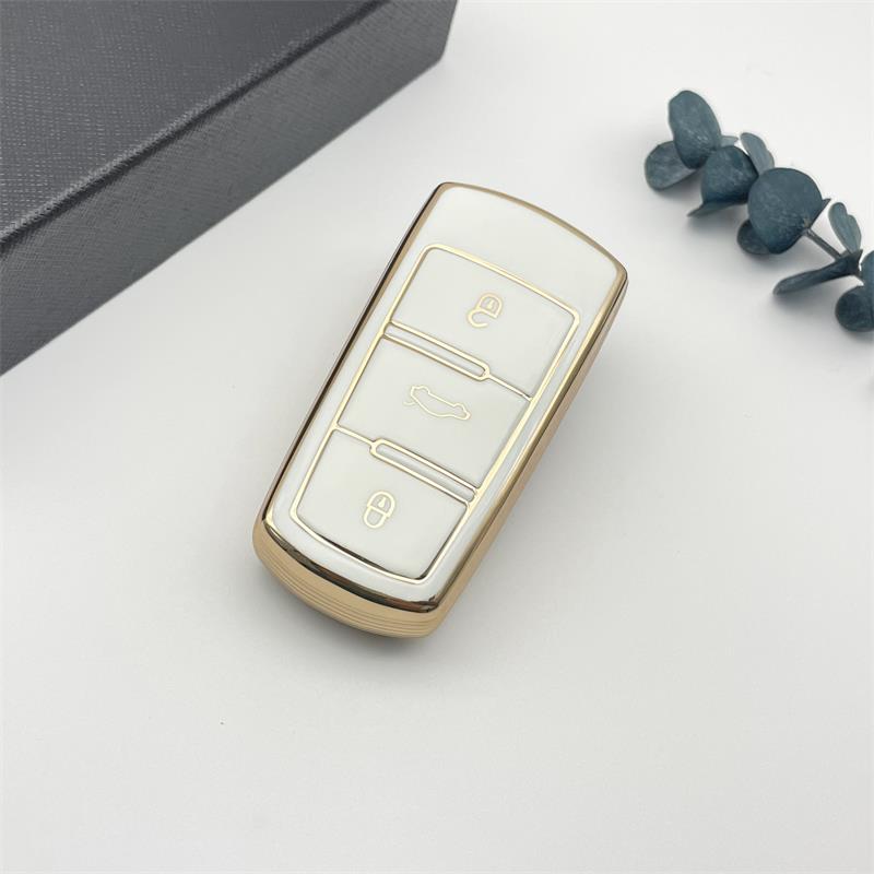 Carsine Volkswagen Car Key Case Golden Edge White / Key case