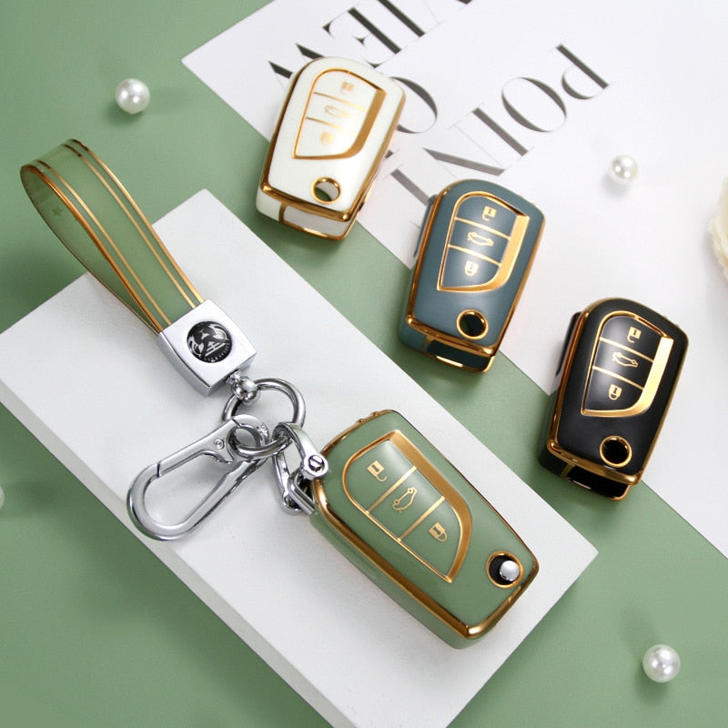 Carsine Toyota Car Key Case Golden Edge