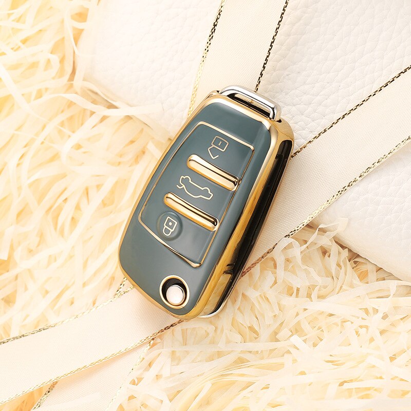 Carsine Audi Car Key Case Golden Edge Grey / Key case