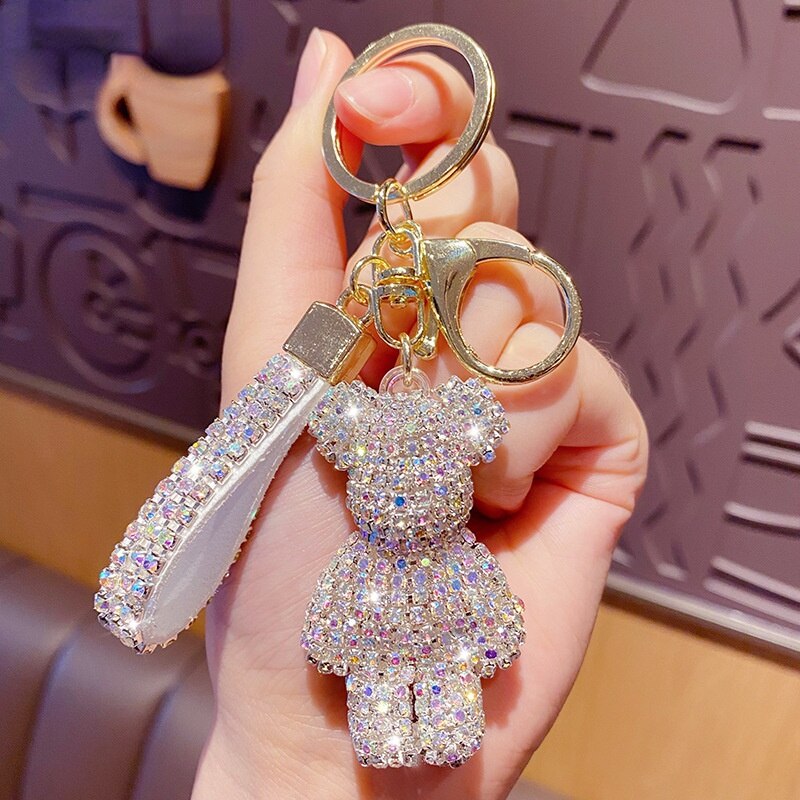 Carsine Rhinestone Bear Keychain Bag Pendant