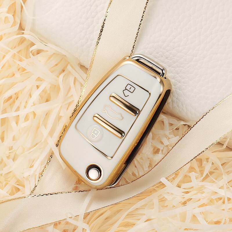 Carsine Audi Car Key Case Golden Edge White / Key case
